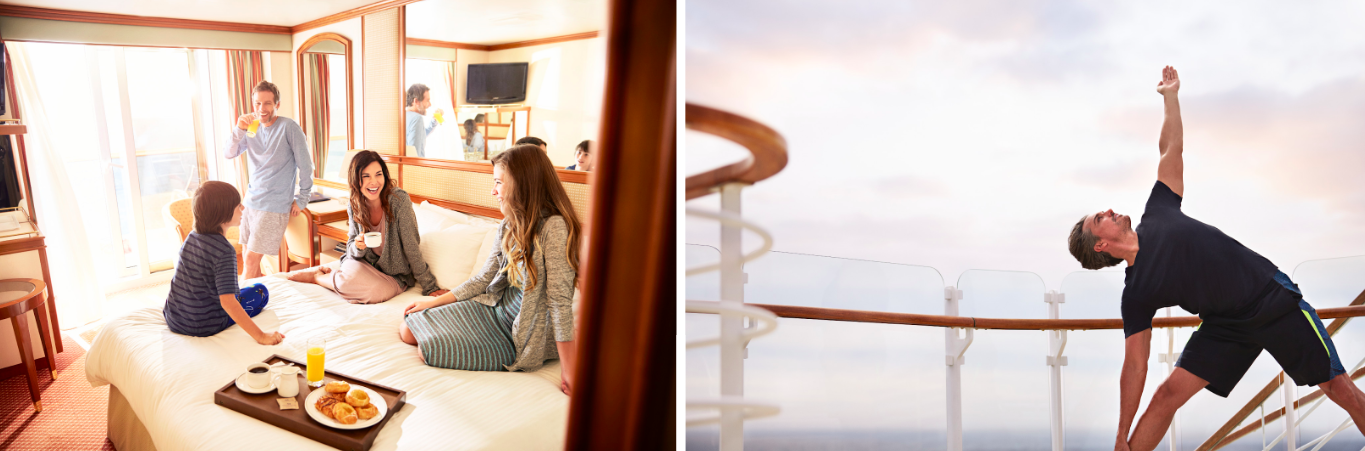 Princess Cruises 24-hour Room Service and yoga on deck